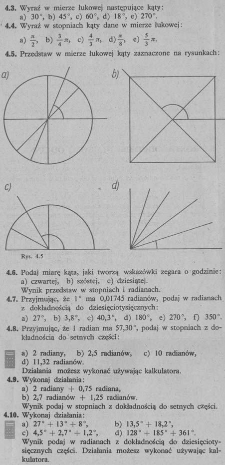 Miara stopniowa i miara łukowa kąta - zadania 2